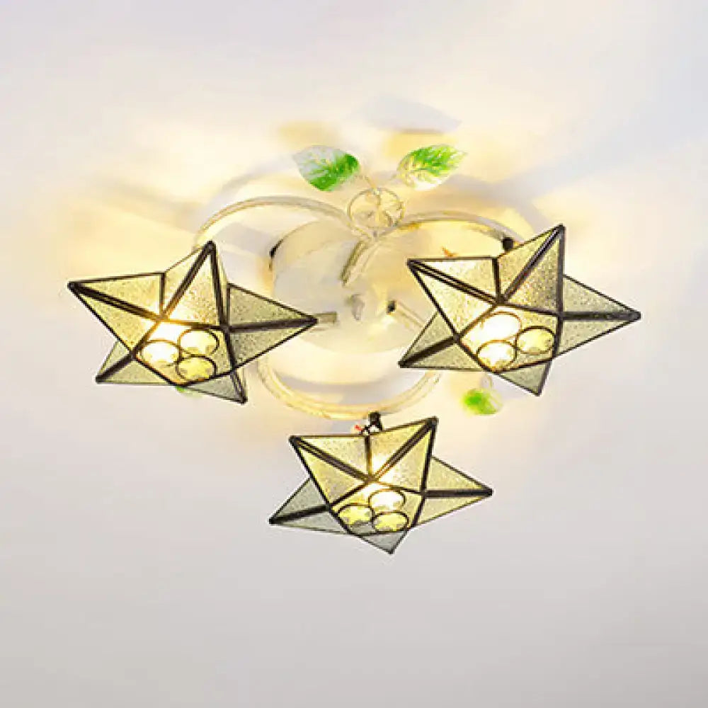 Tiffany Glass Star Ceiling Light