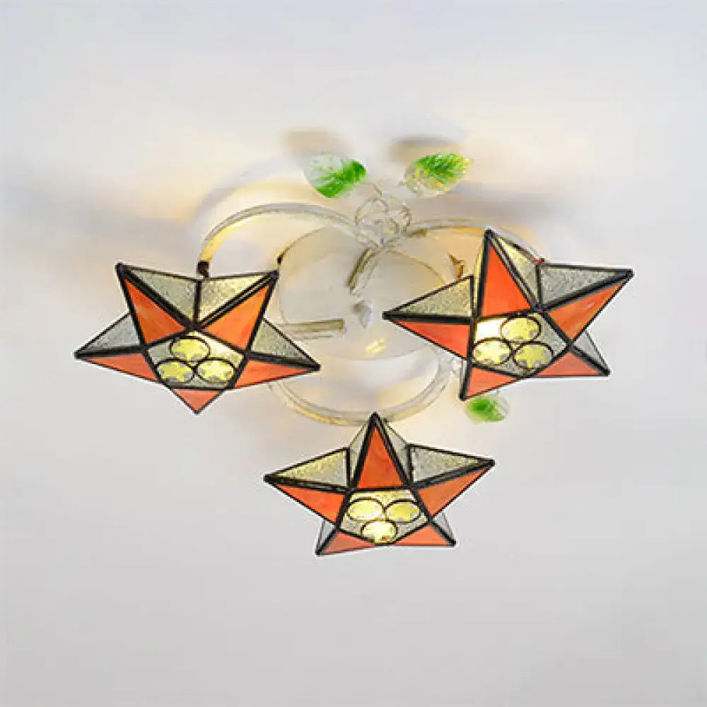 Tiffany Glass Star Ceiling Light