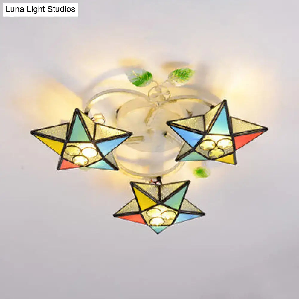 Tiffany Glass Star Ceiling Light