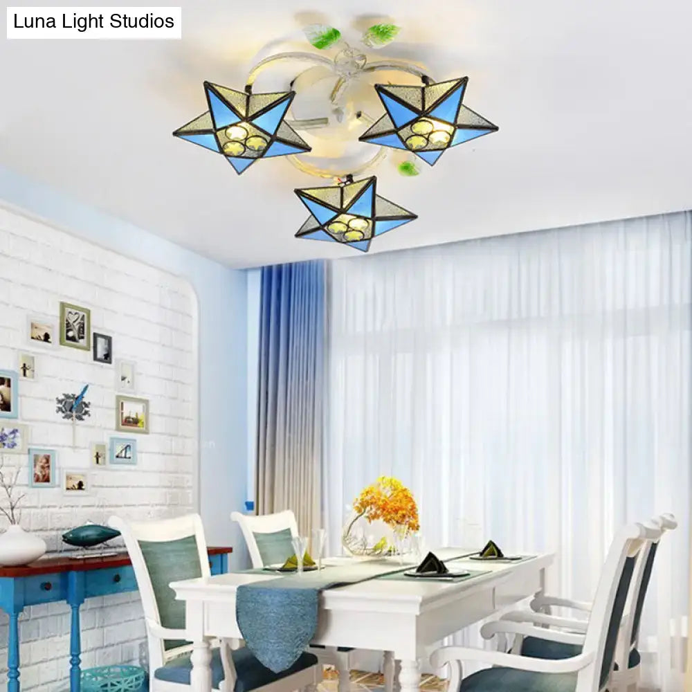 Tiffany Glass Star Ceiling Light