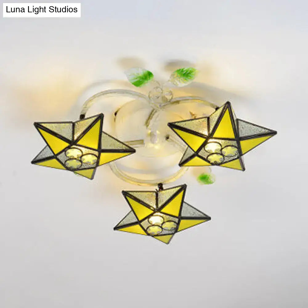 Tiffany Glass Star Ceiling Light