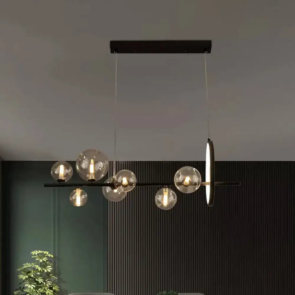 Black Glass Island Pendant Seven-Bulb Design