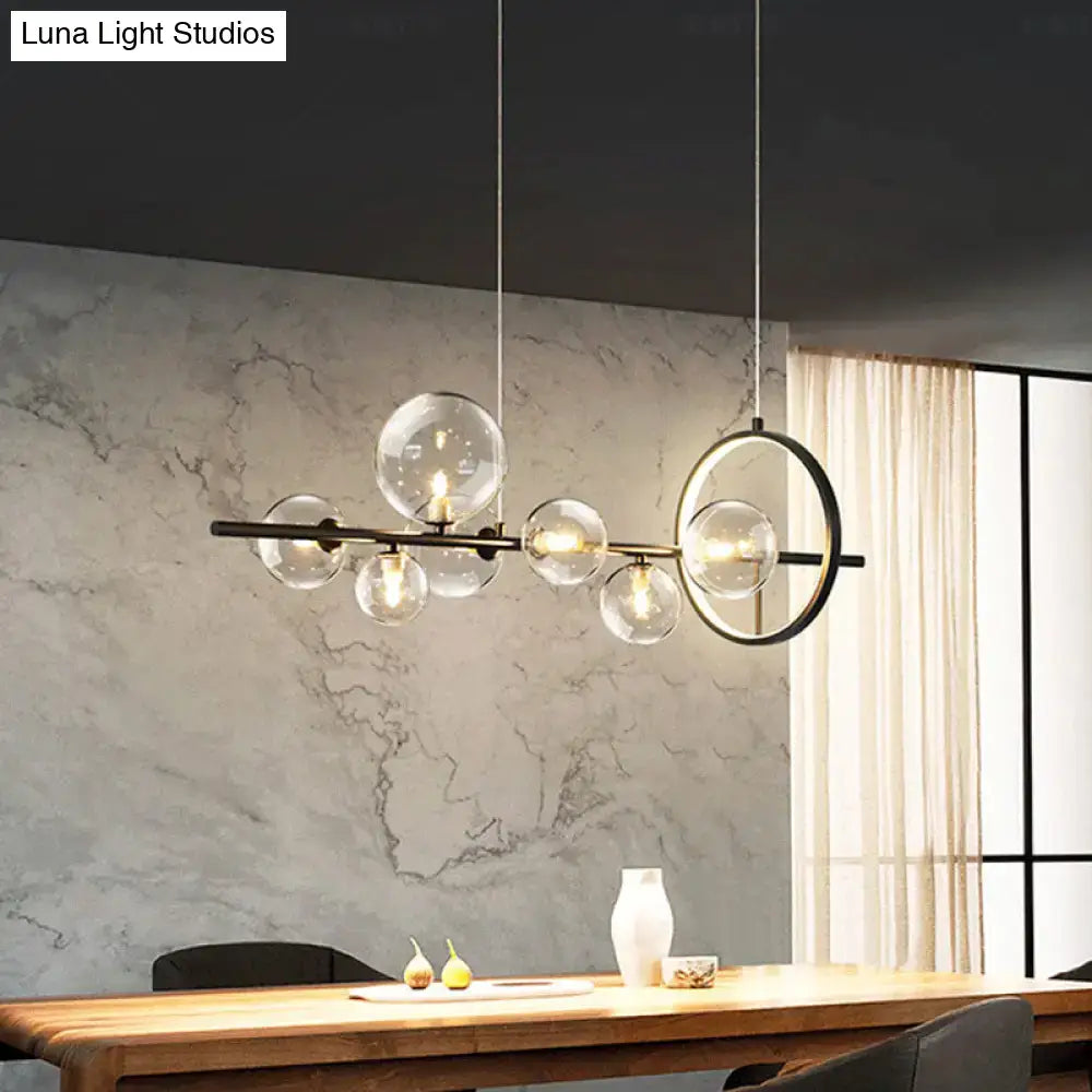 Black Glass Island Pendant Seven-Bulb Design