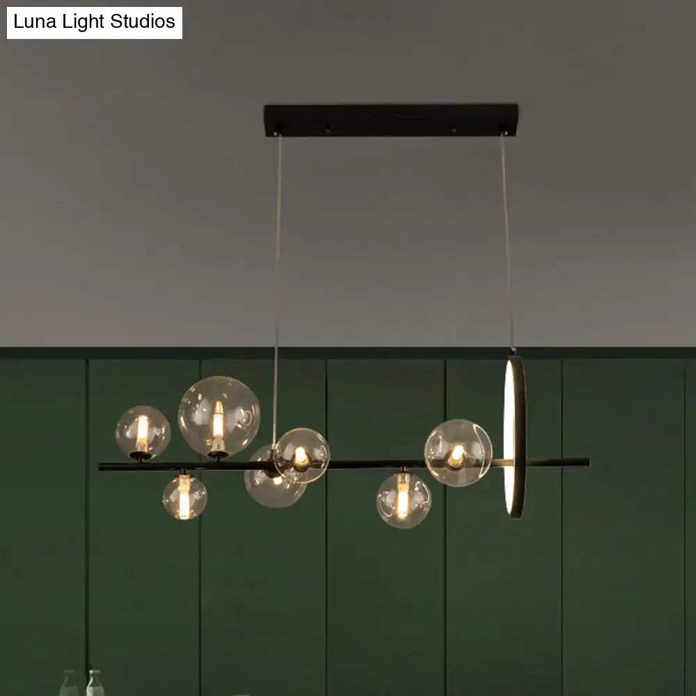Black Glass Island Pendant Seven-Bulb Design