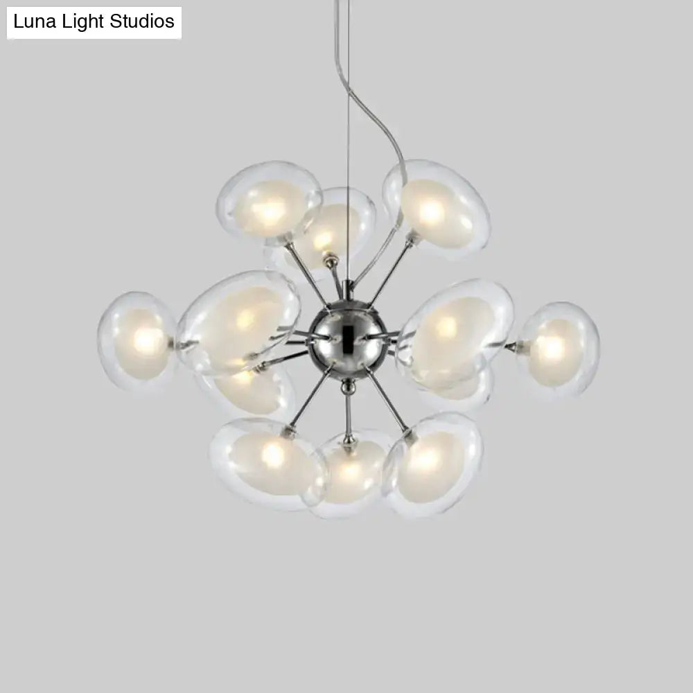 Chrome Glass Oblate Chandelier