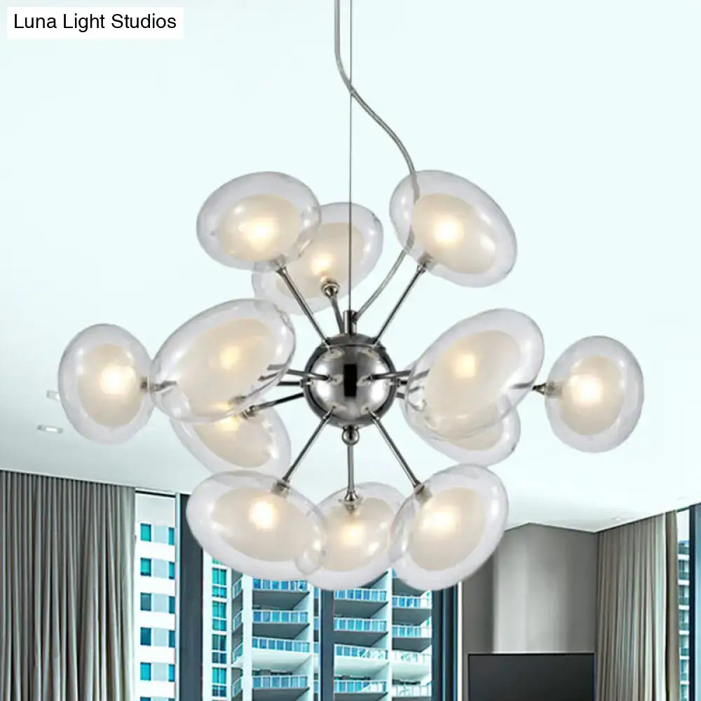 Chrome Glass Oblate Chandelier