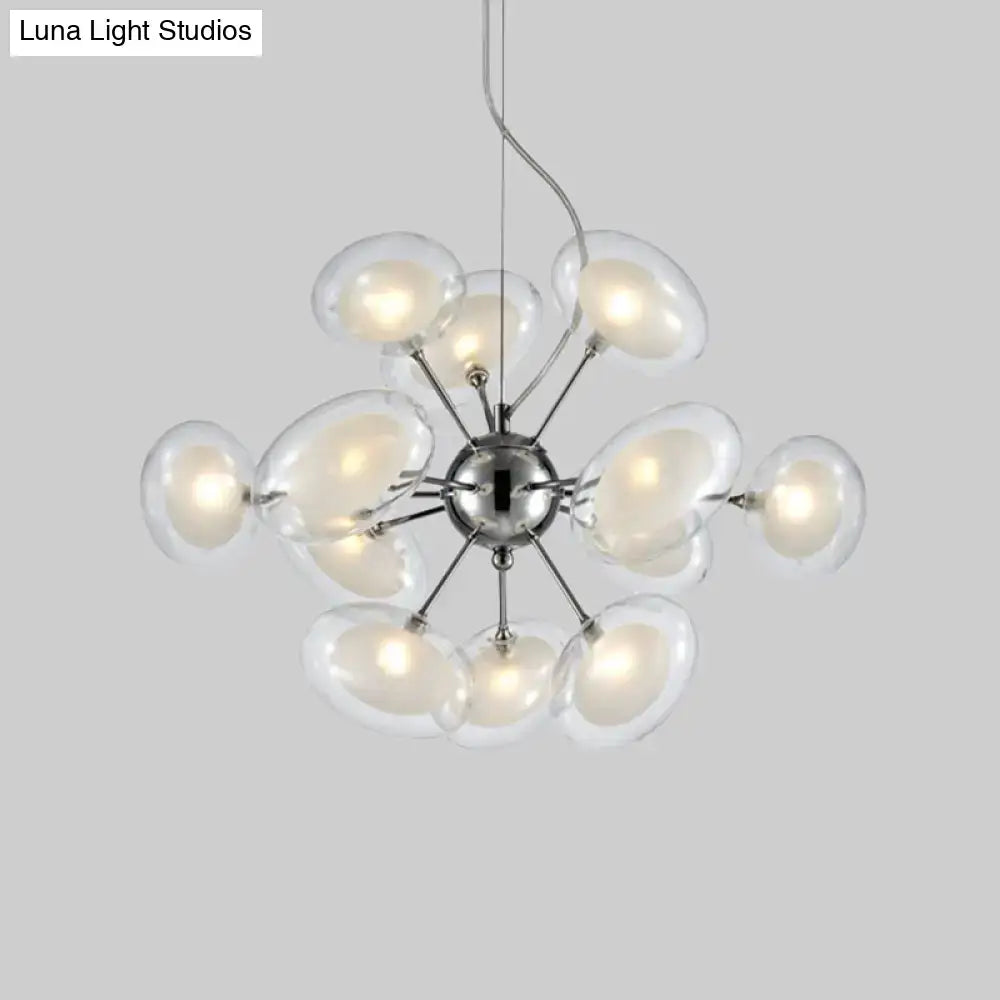 Chrome Glass Oblate Chandelier