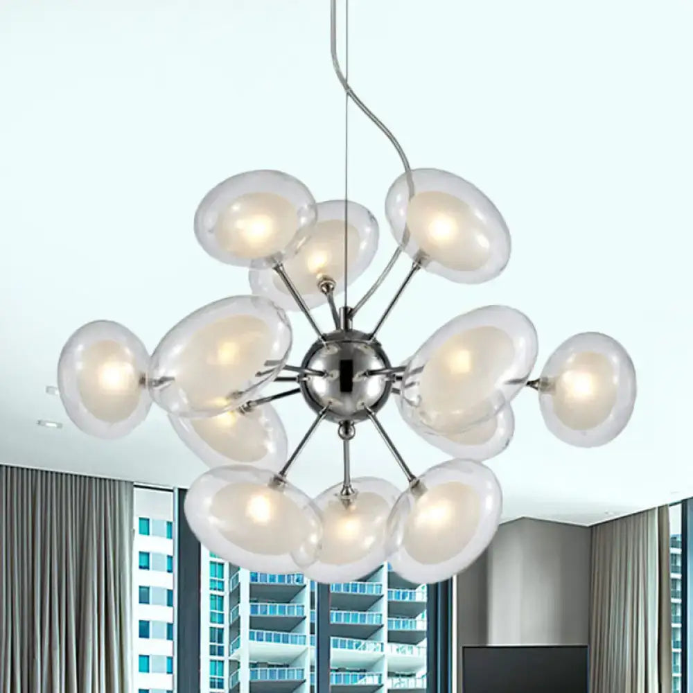 Chrome Glass Oblate Chandelier