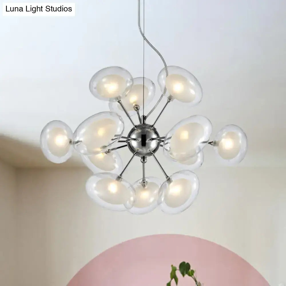 Chrome Glass Oblate Chandelier