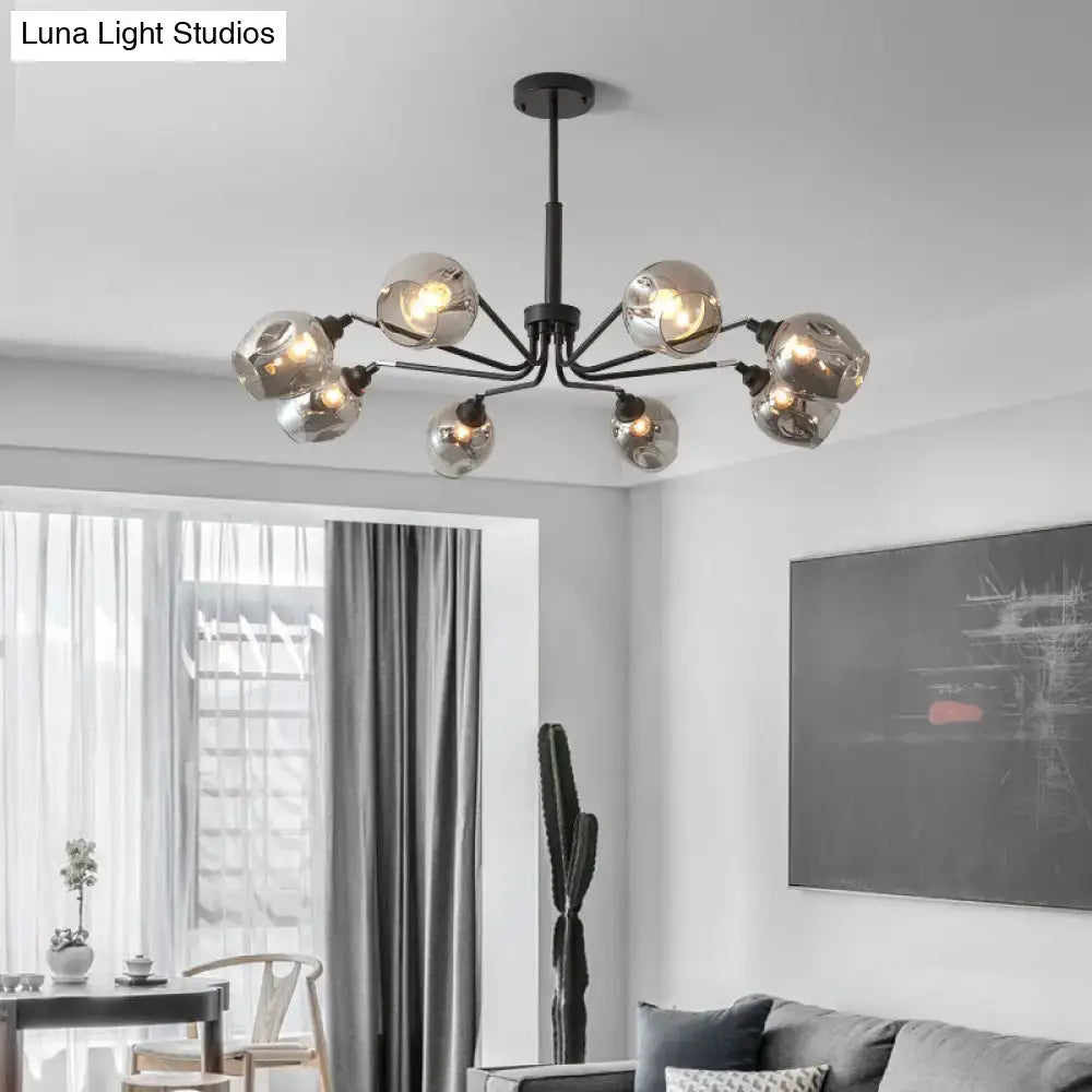 Smoke Grey Glass Chandelier Cup Shape Four-Tier