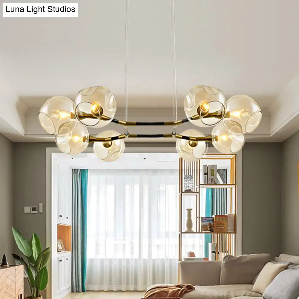 Gold Dimpled Glass Chandelier