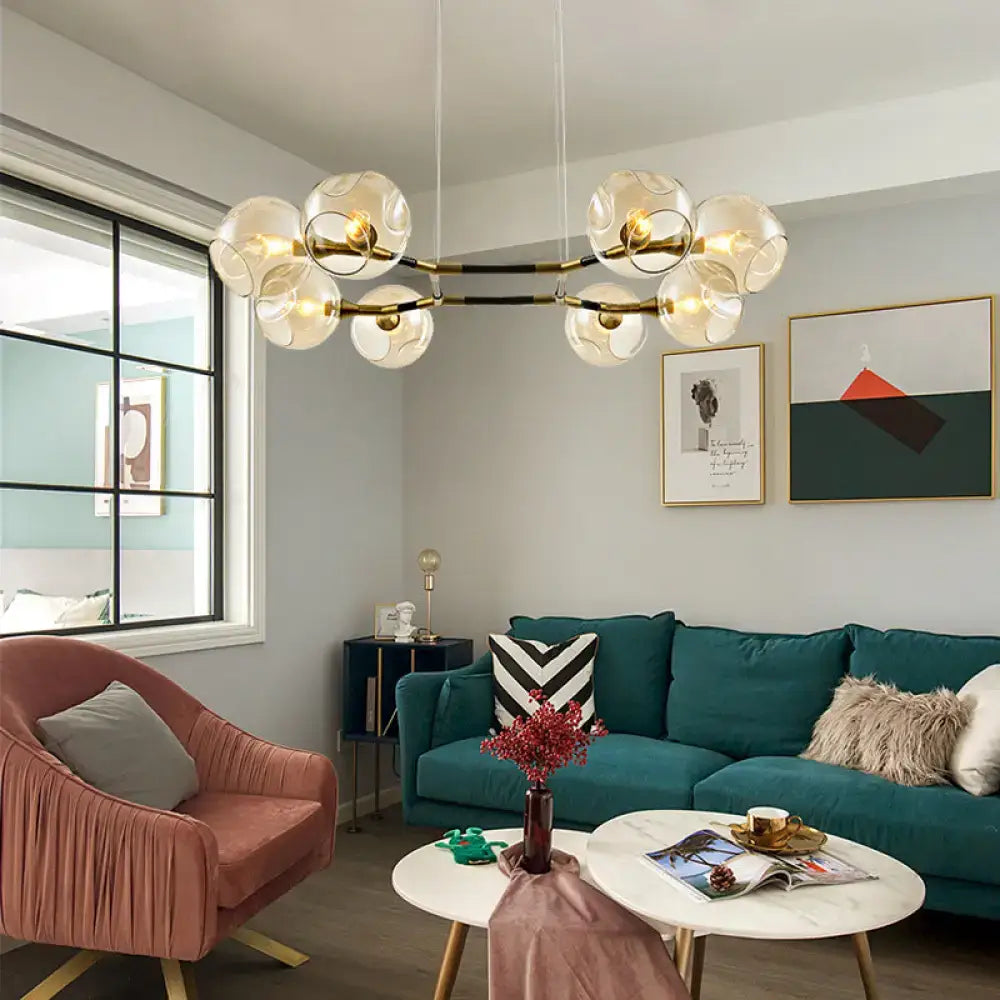 Gold Dimpled Glass Chandelier