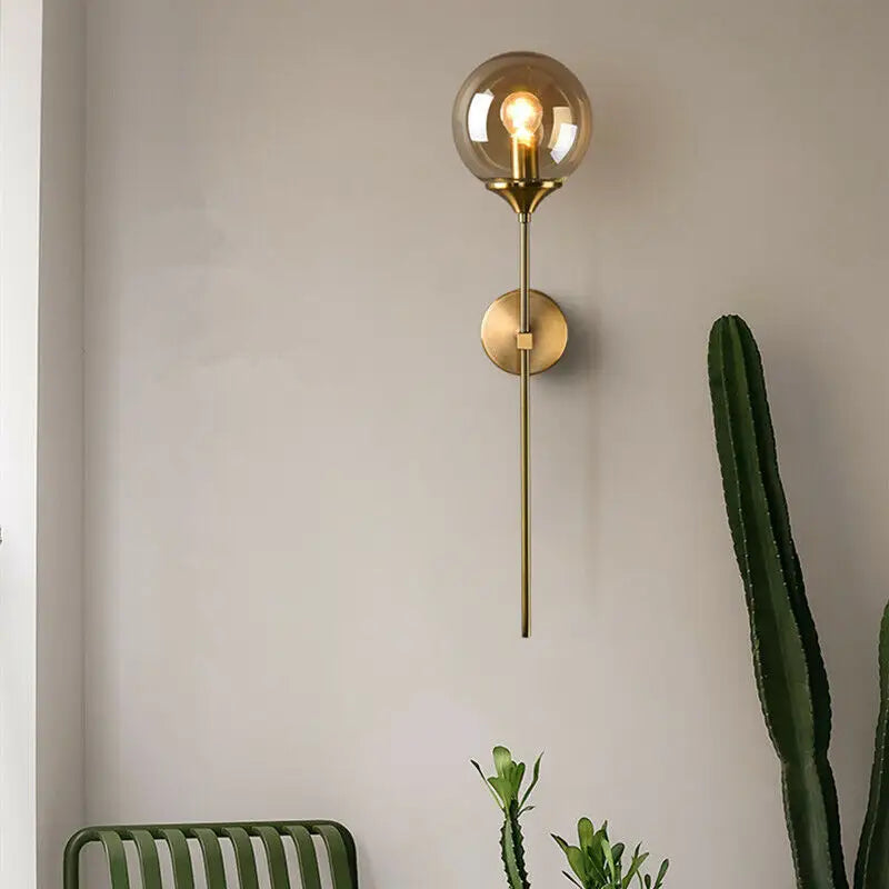 Brass Amber Glass Sconce