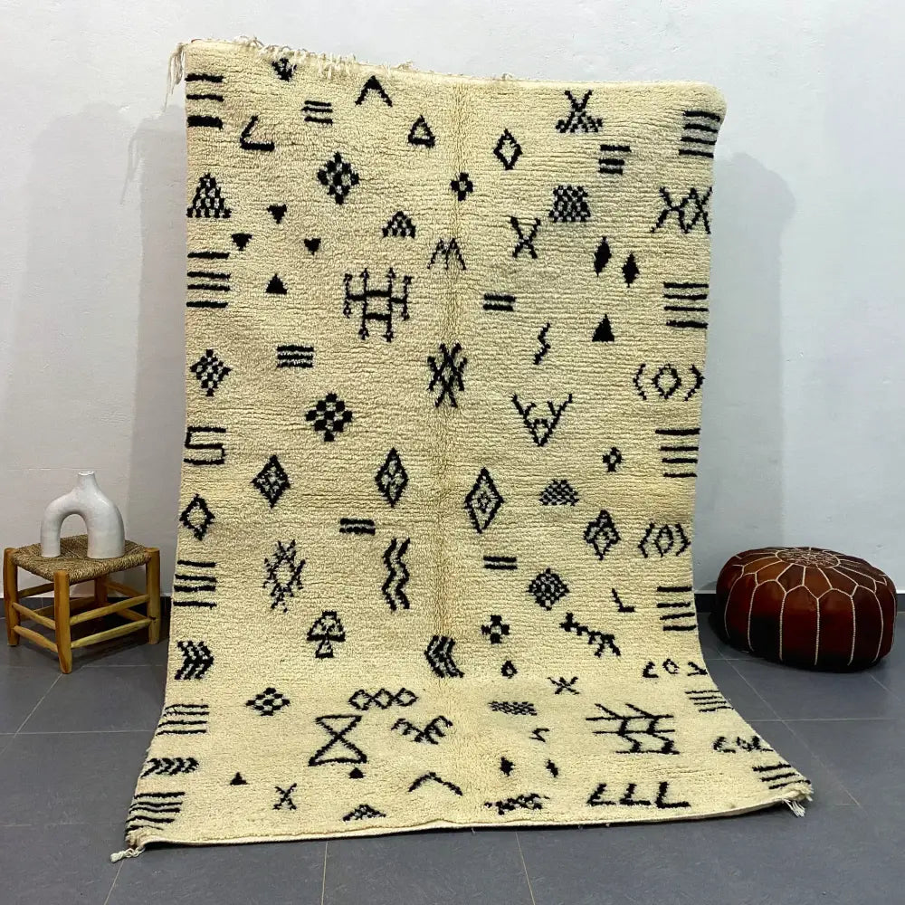 Cream Black Moroccan Carpet