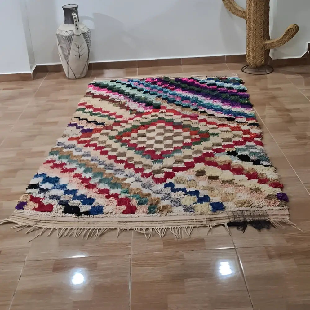 Bold Multicolored Geometric Moroccan Rug