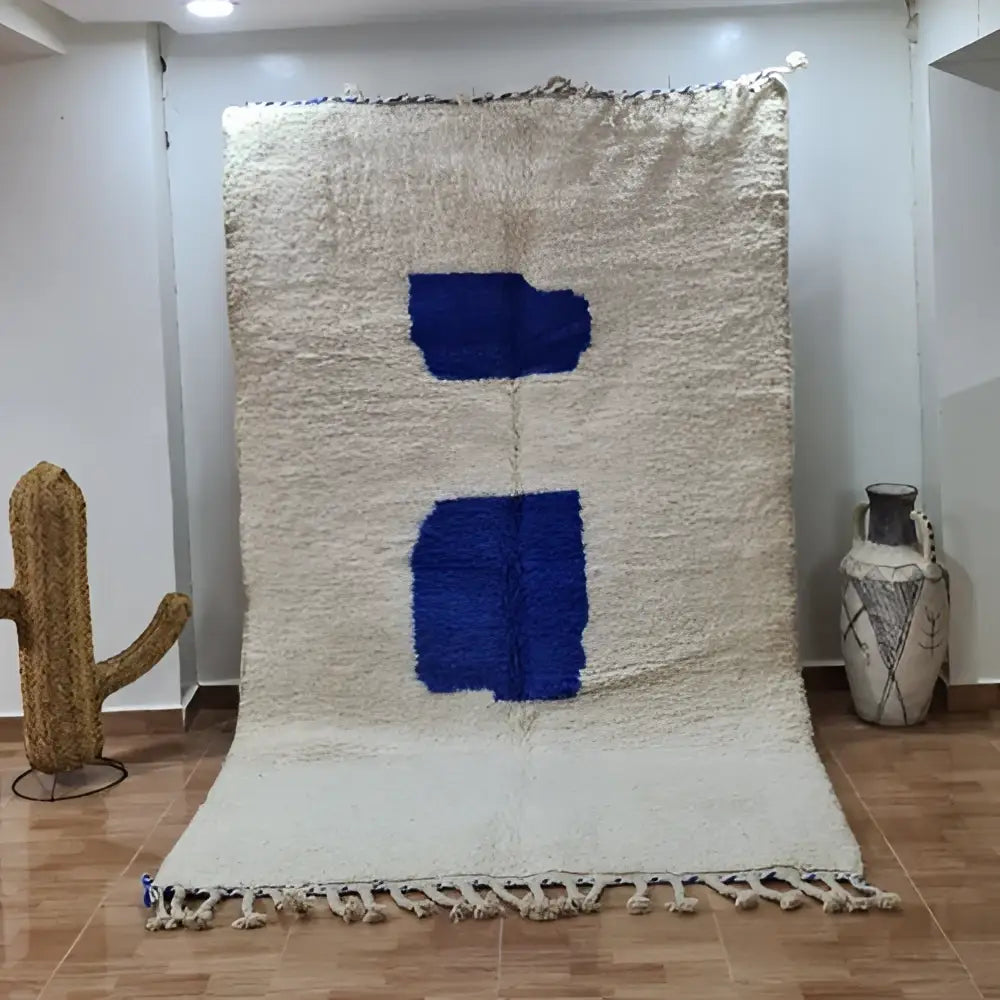 Cream Blue Moroccan Rug