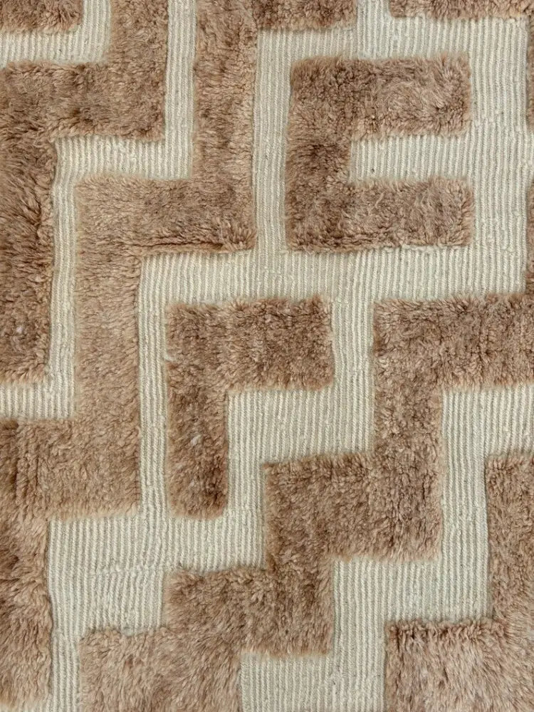 Beige Wool Moroccan Rug for Boho Interiors