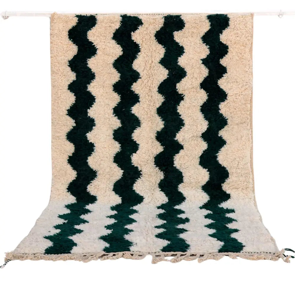 Cream Green Beni Ouarain Rug