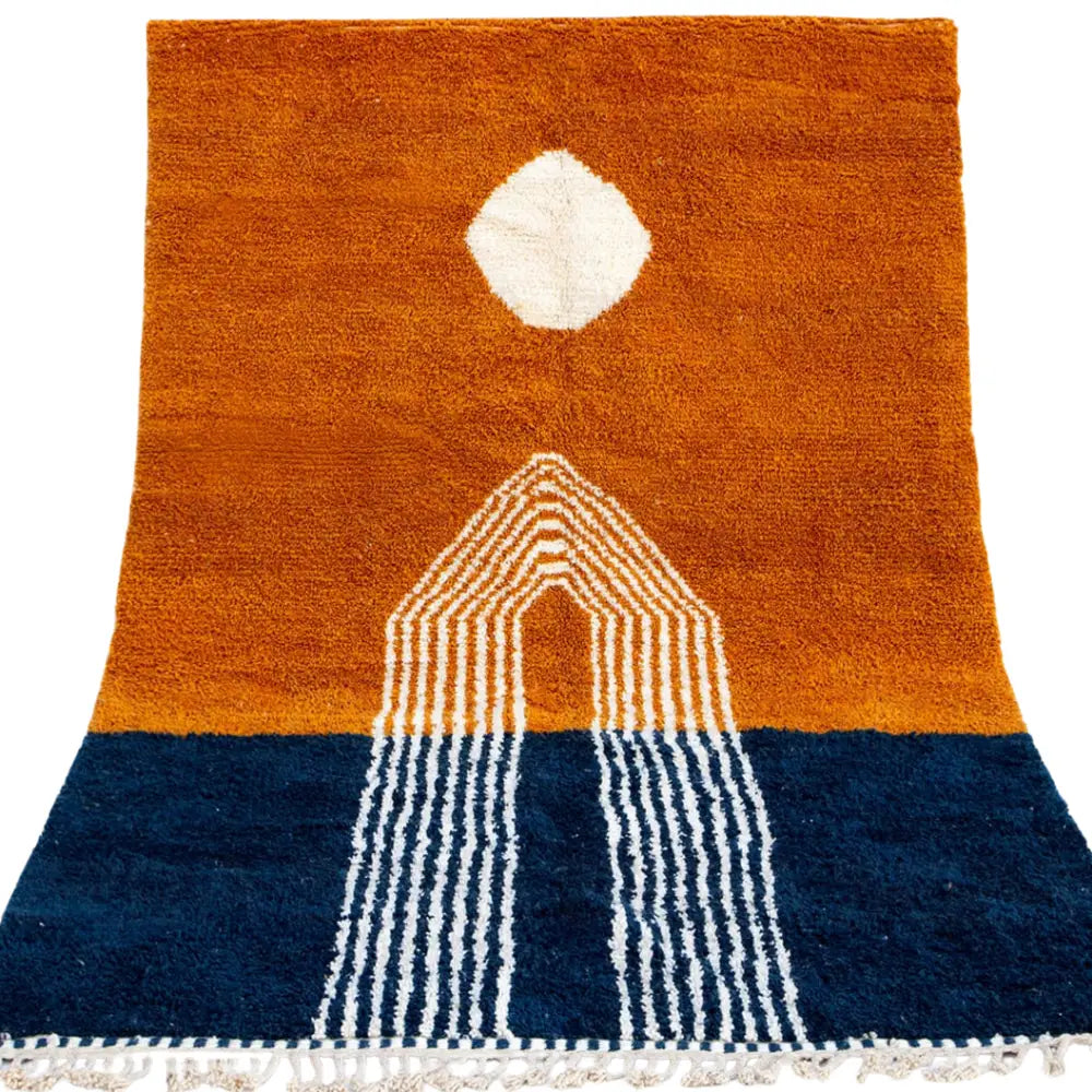 Cream Green Beni Ouarain Rug