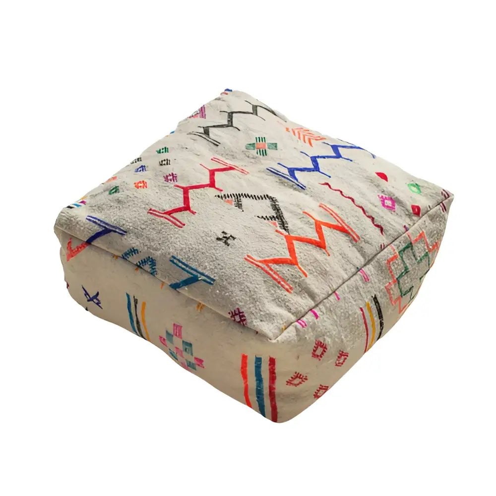 Beige Wool Beniourain Pouf