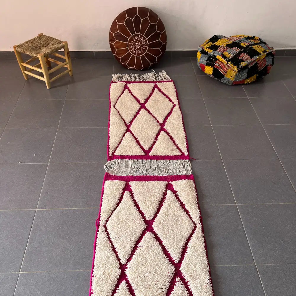 Cream Magenta Moroccan Rug