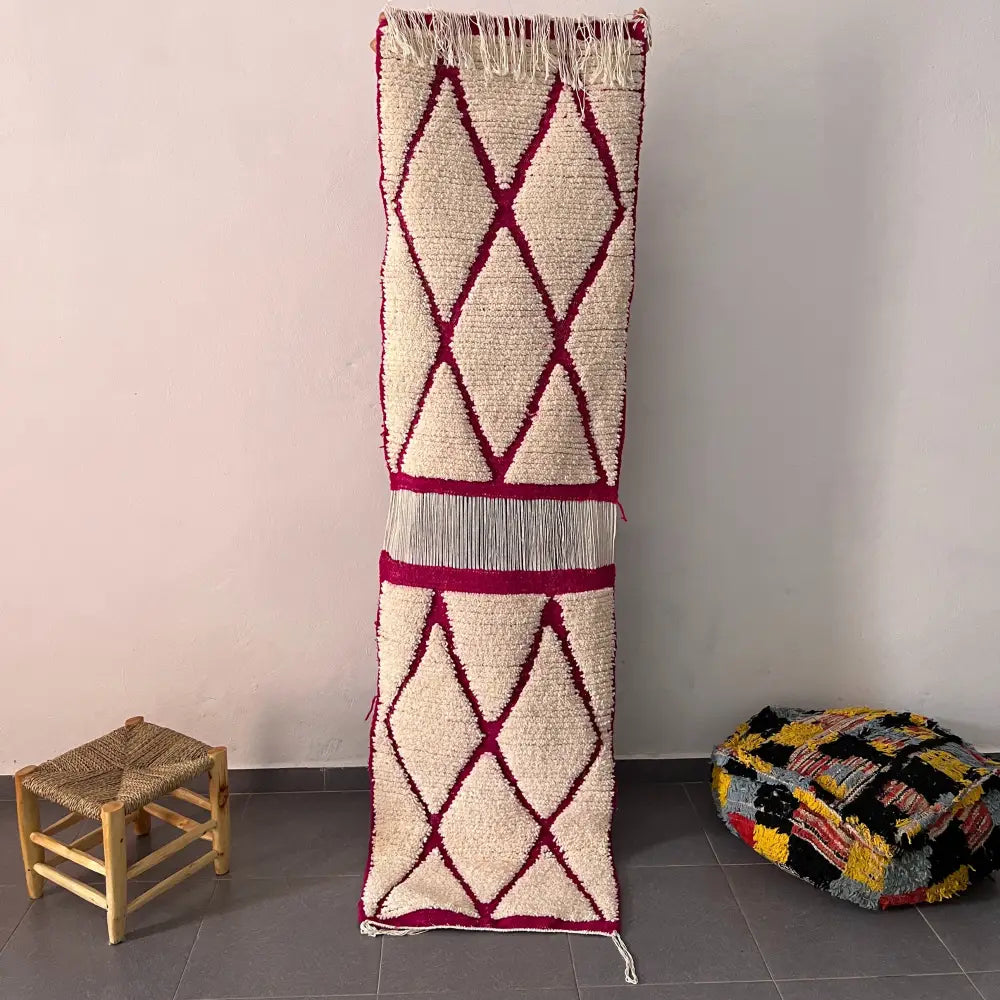Cream Magenta Moroccan Rug