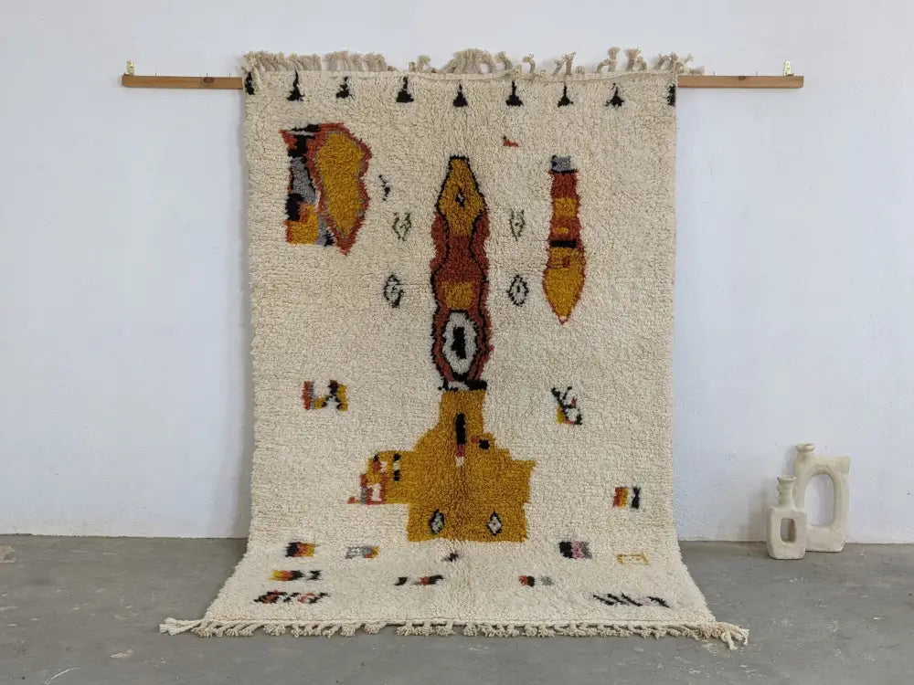 Cream Mustard Moroccan Rug
