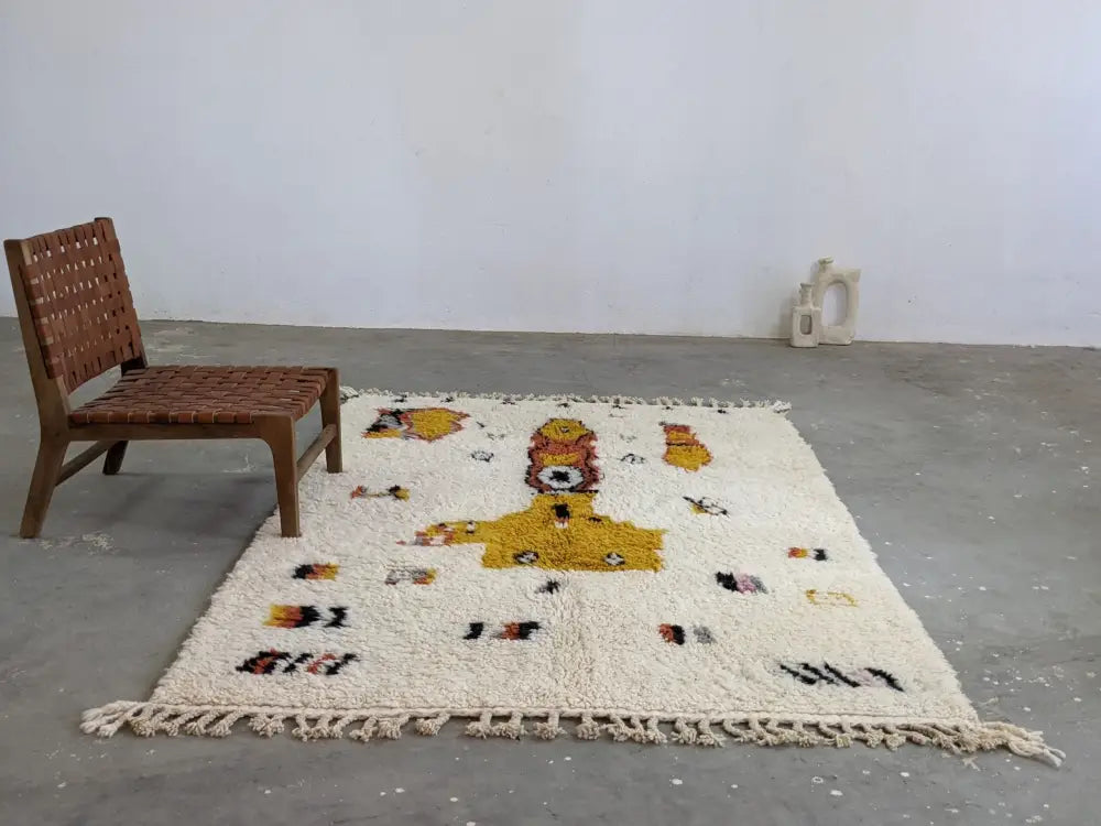 Cream Mustard Moroccan Rug