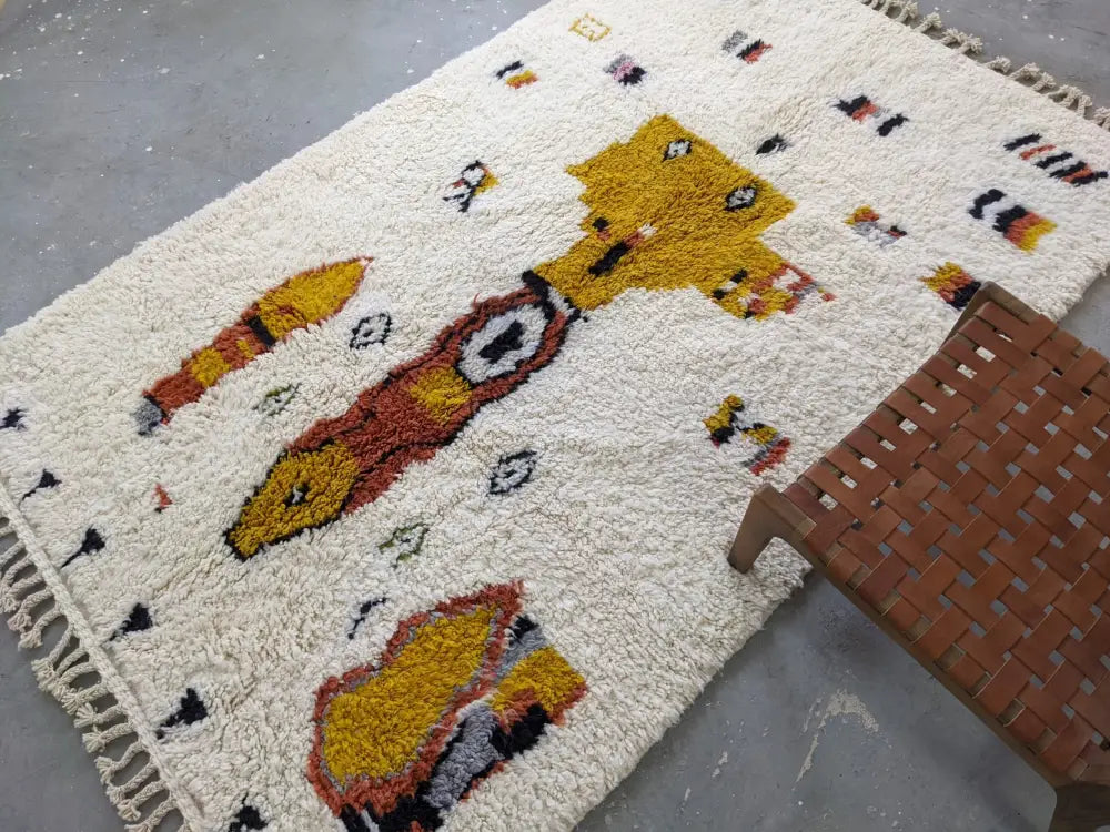 Cream Mustard Moroccan Rug