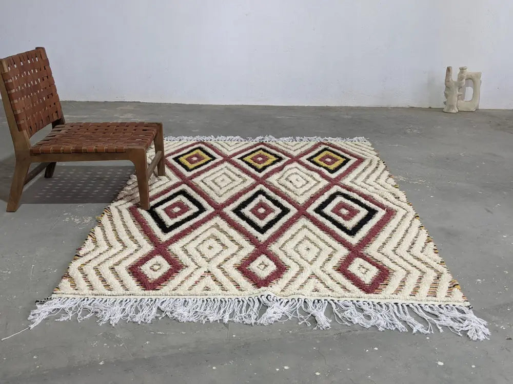 Beige Maroon Moroccan Carpet