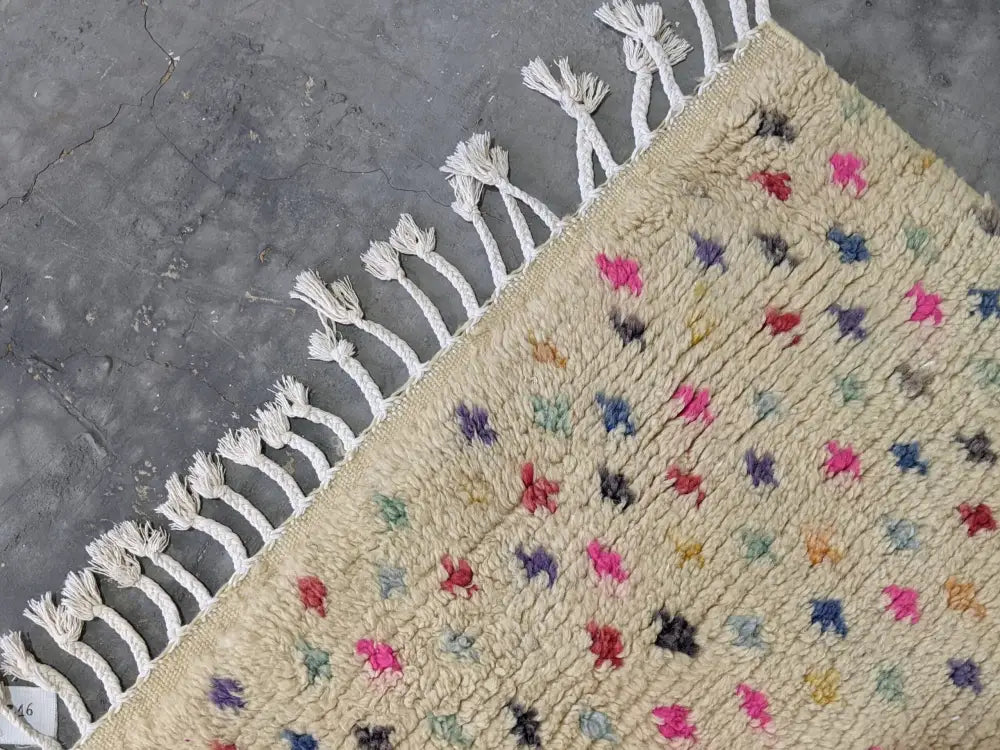 Beige Wool Azilal Rug for Living Area