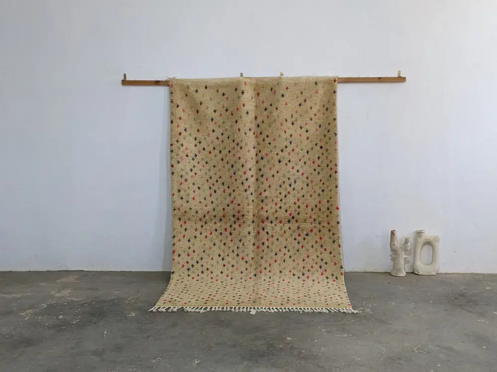 Beige Wool Azilal Rug for Living Area