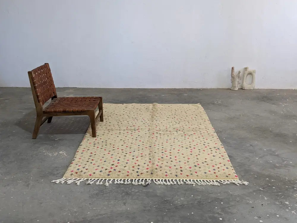 Beige Wool Azilal Rug for Living Area