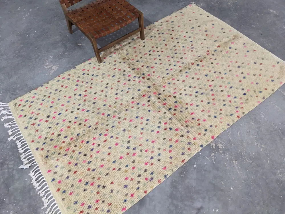 Beige Wool Azilal Rug for Living Area