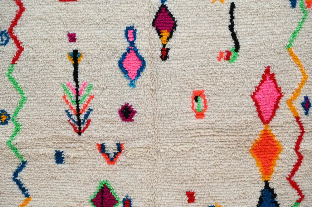 Beige Geometric Azilal Rug for High-Traffic Areas