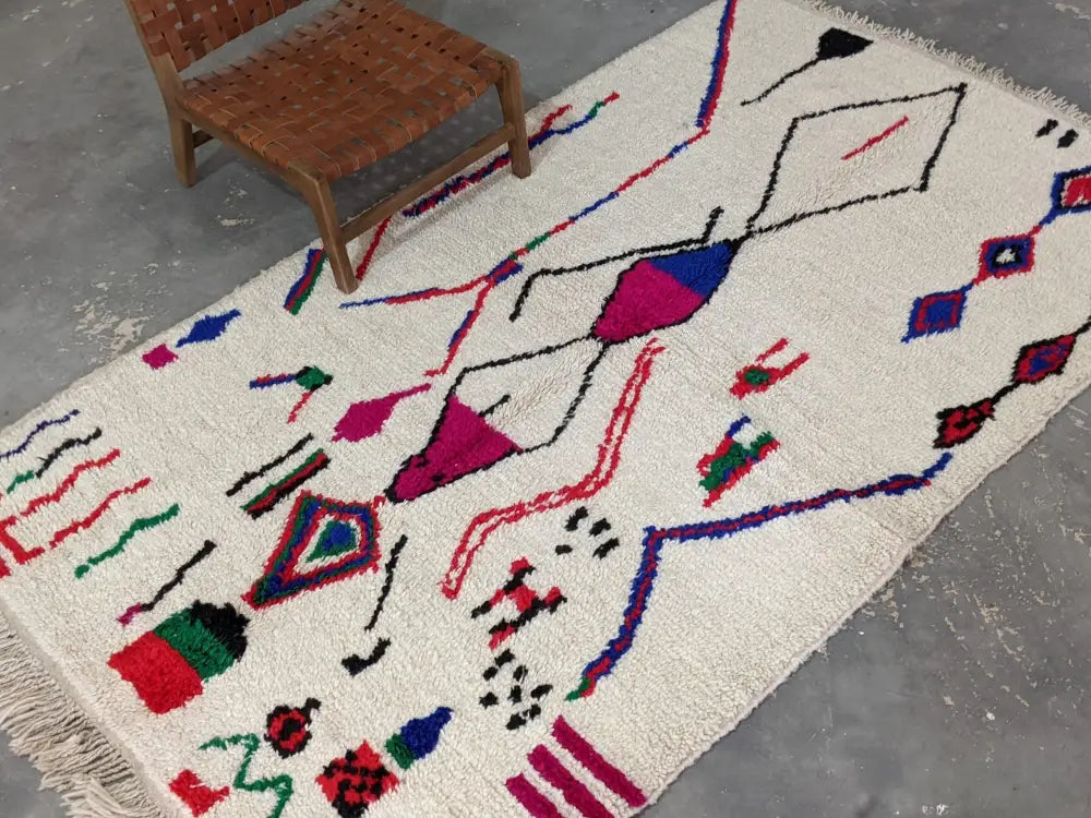 Beige Geometric Wool Rug