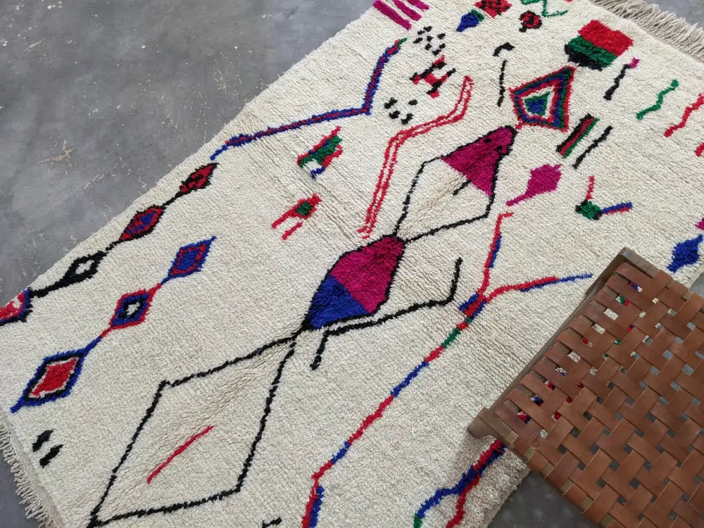 Beige Geometric Wool Rug
