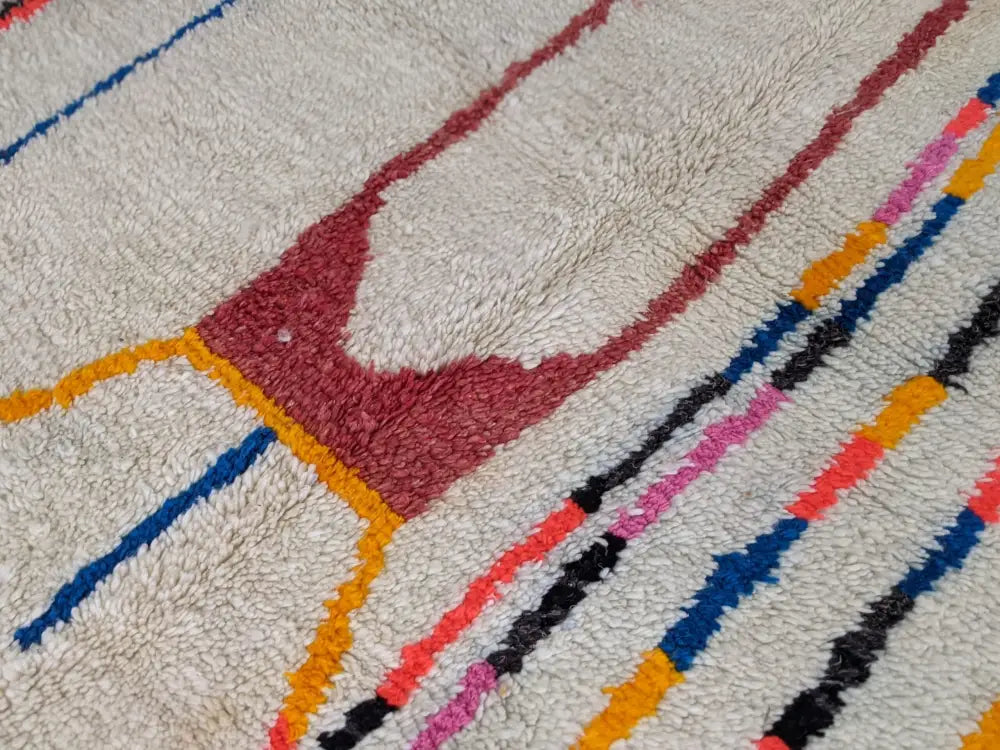 Beige Striped Wool Rug
