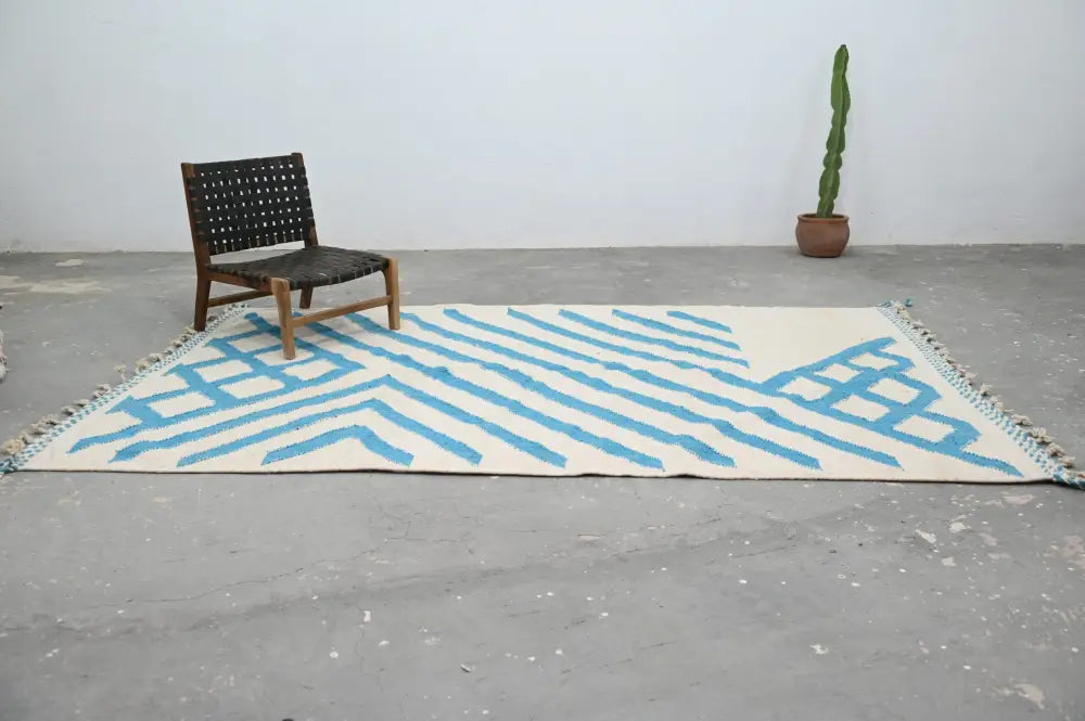 Beige Blue Moroccan Rug