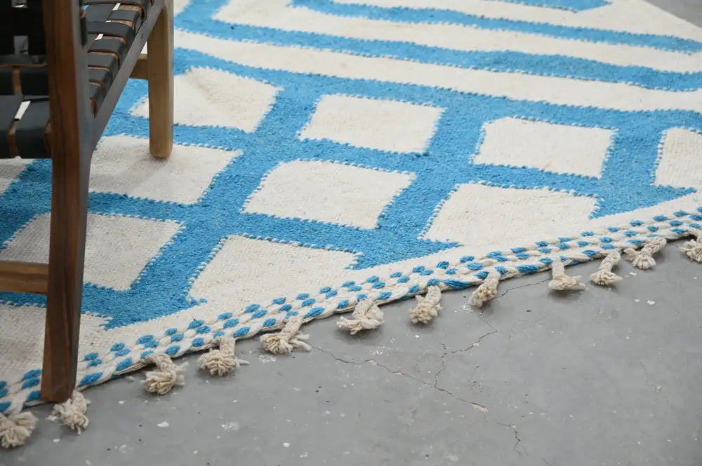 Beige Blue Moroccan Rug