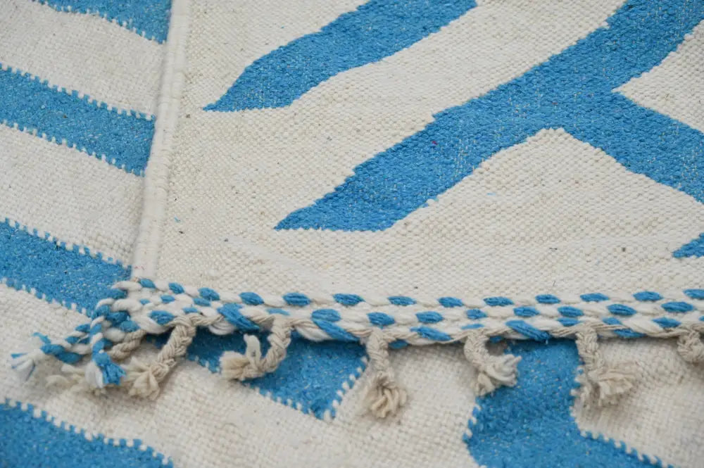 Beige Blue Moroccan Rug