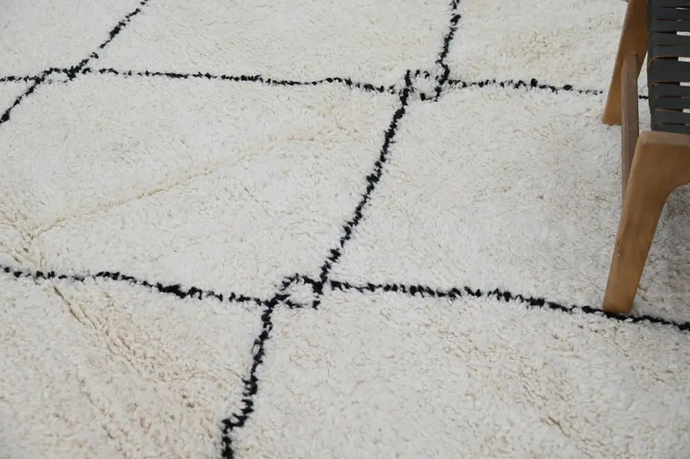 Traditional Cream Black Moroccan Rug for Contemporary Spaces