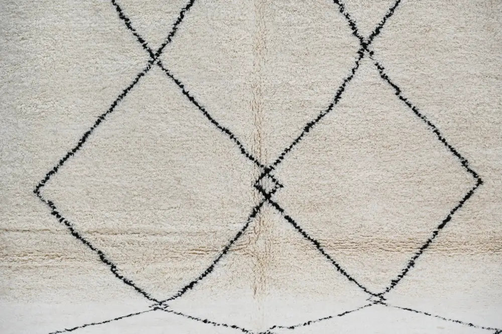 Traditional Cream Black Moroccan Rug for Contemporary Spaces