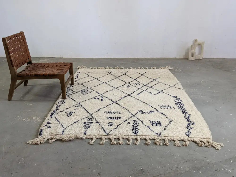 Beige Black Moroccan Rug for Bedroom Sanctuary