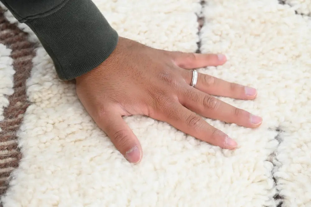 Beige Brown Geometric Moroccan Rug