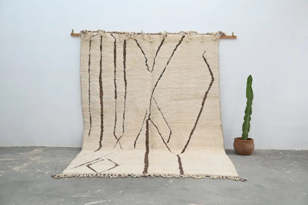Beige Brown Geometric Moroccan Rug