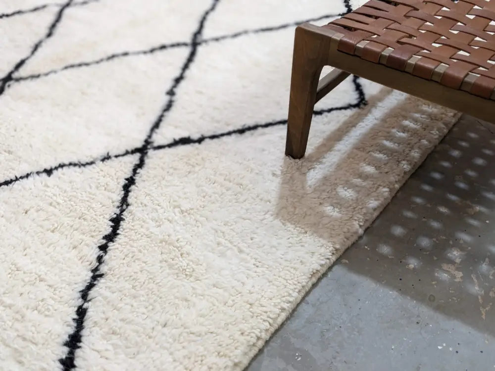 Cream Black Living Rug
