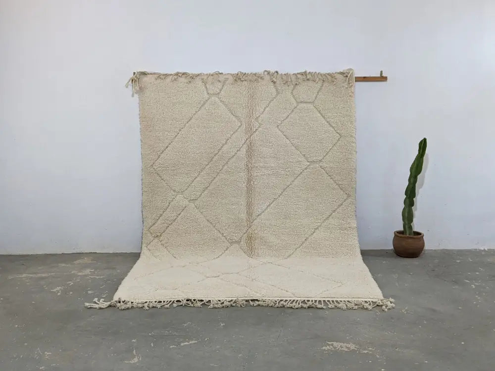 Cream Geometric Moroccan Rug in Custom Sizes