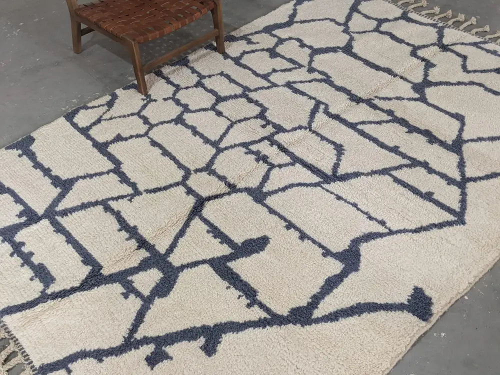 Beige Navy Wool Rug