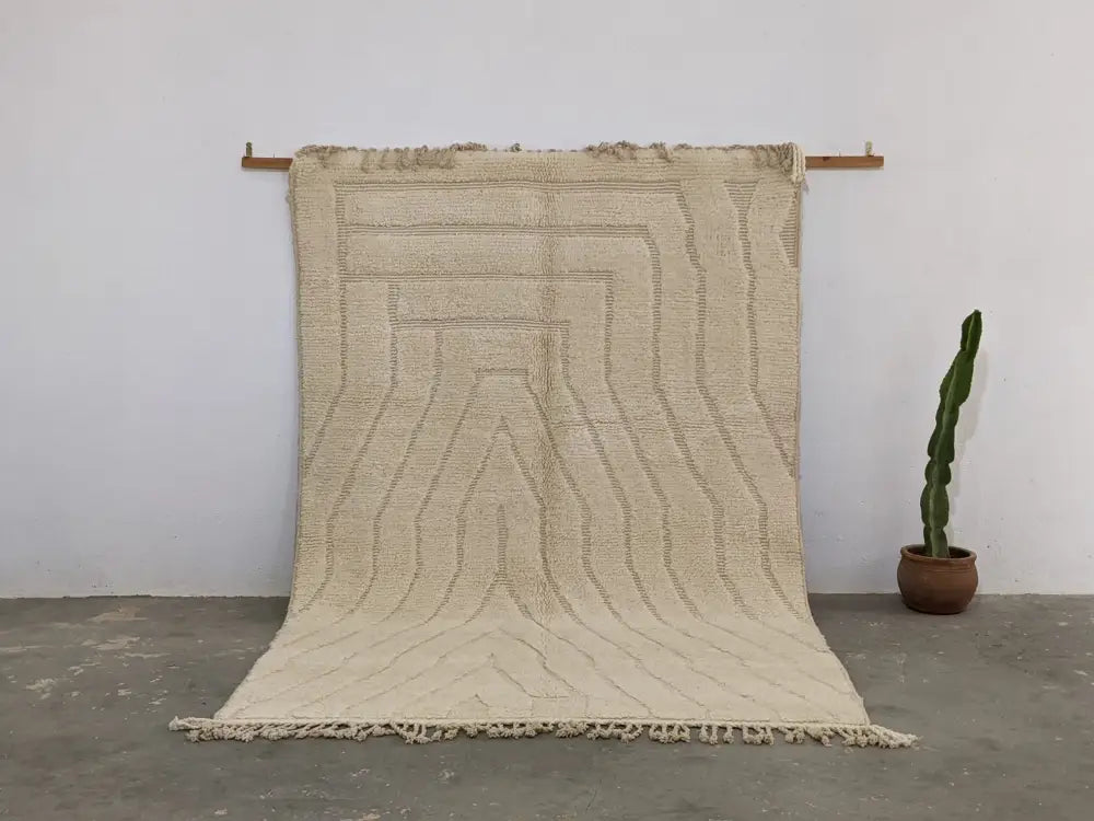 Beige Beni Ouarain Rug for Living Room